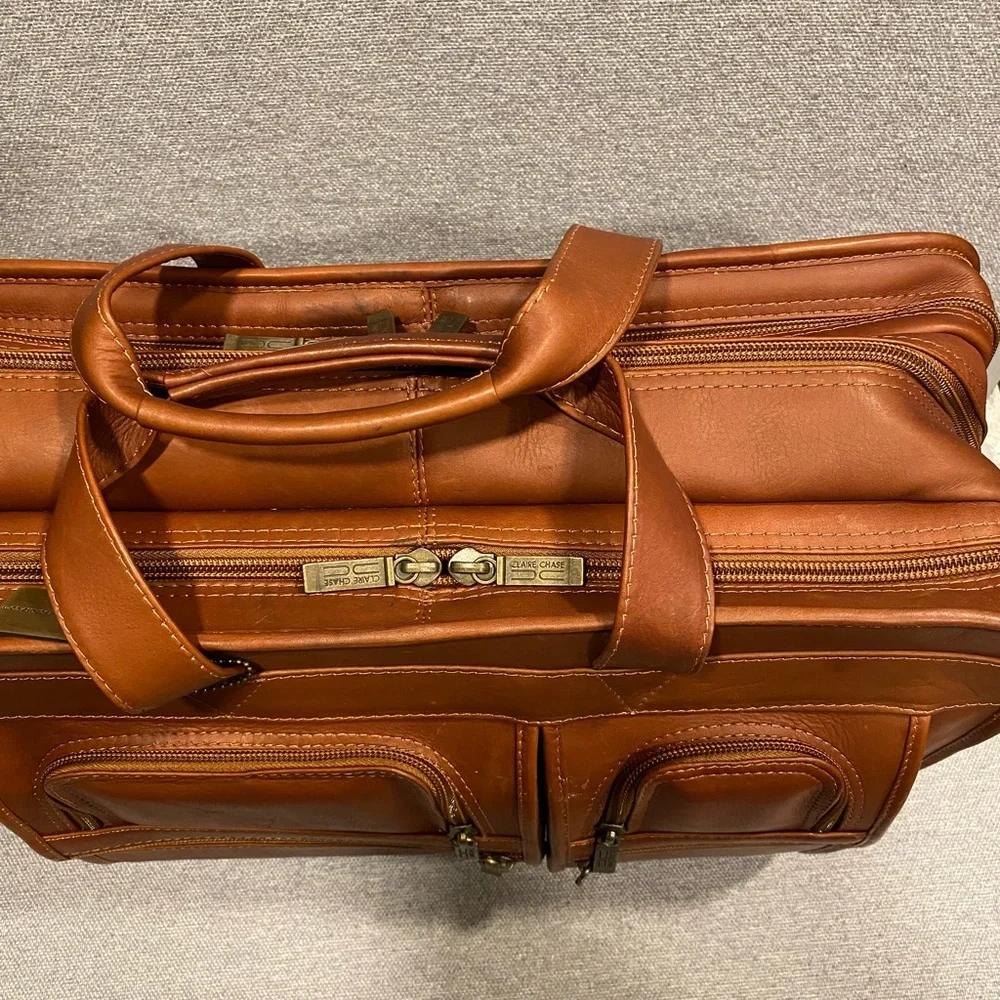 Claire Chase Leather Briefcase With Strap